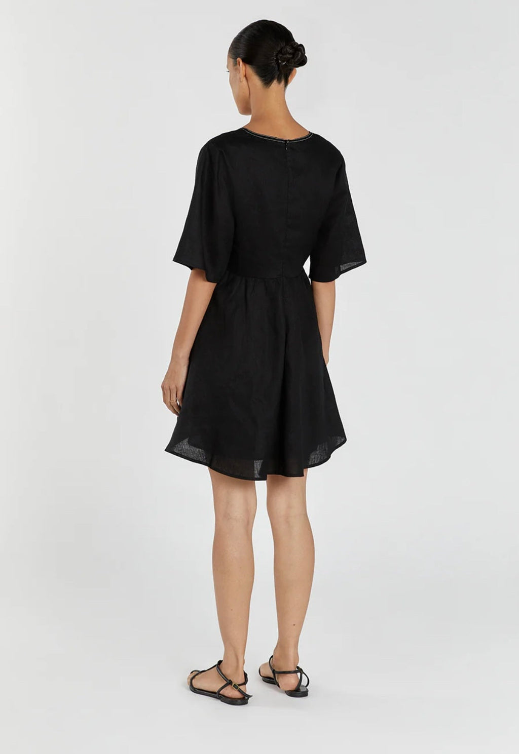 Black Linen Mini Dress