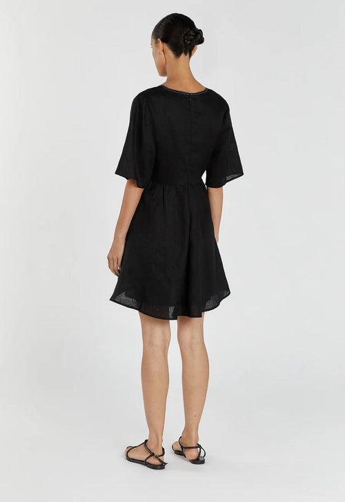 Black Linen Mini Dress