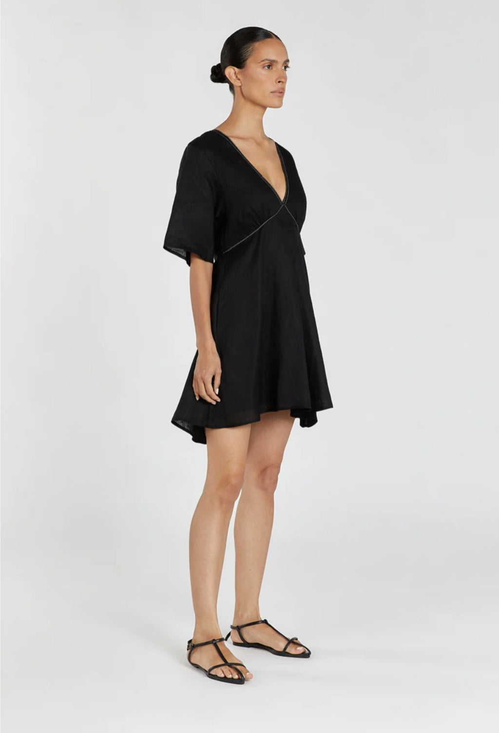 Black Linen Mini Dress