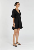 Black Linen Mini Dress