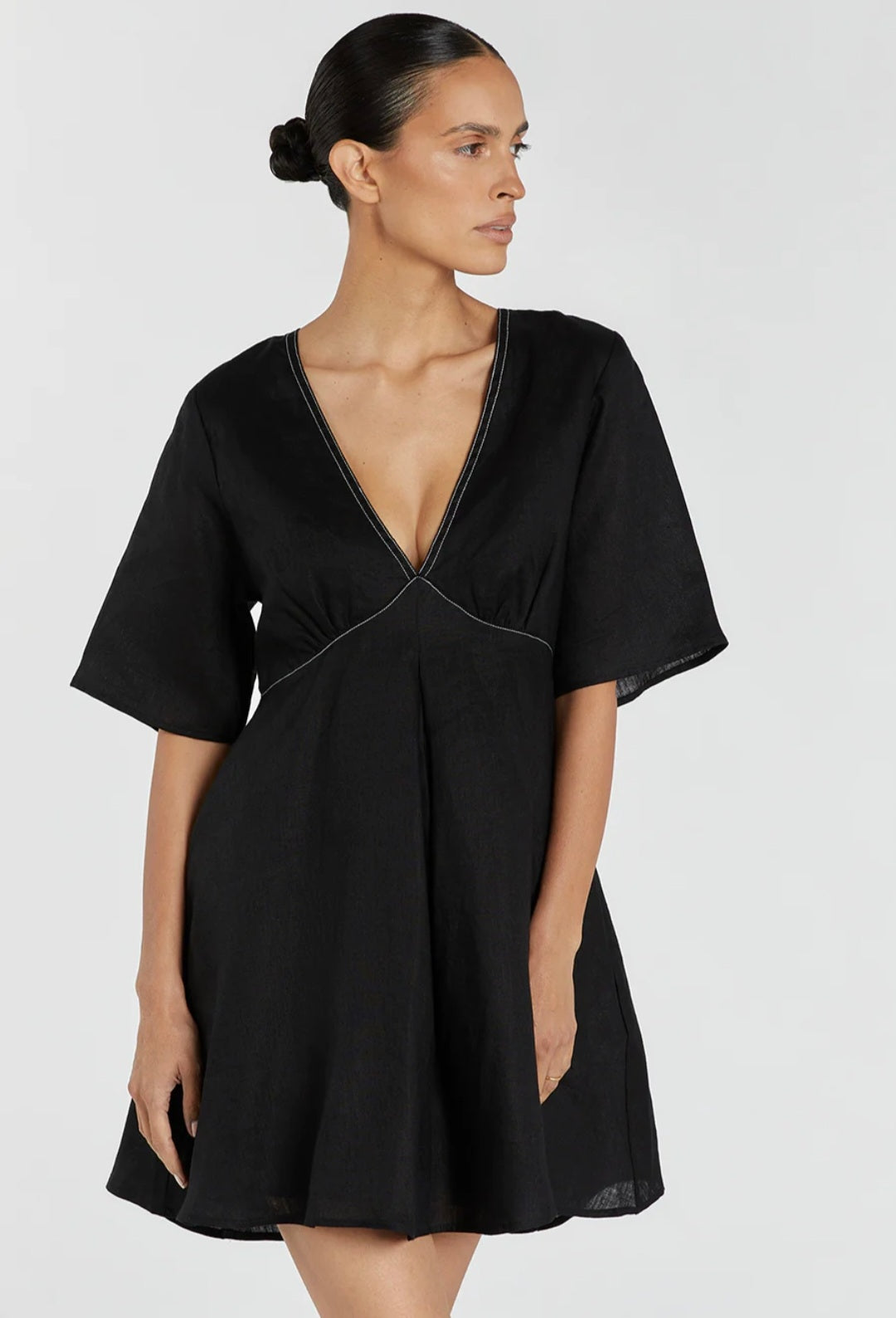 Black Linen Mini Dress