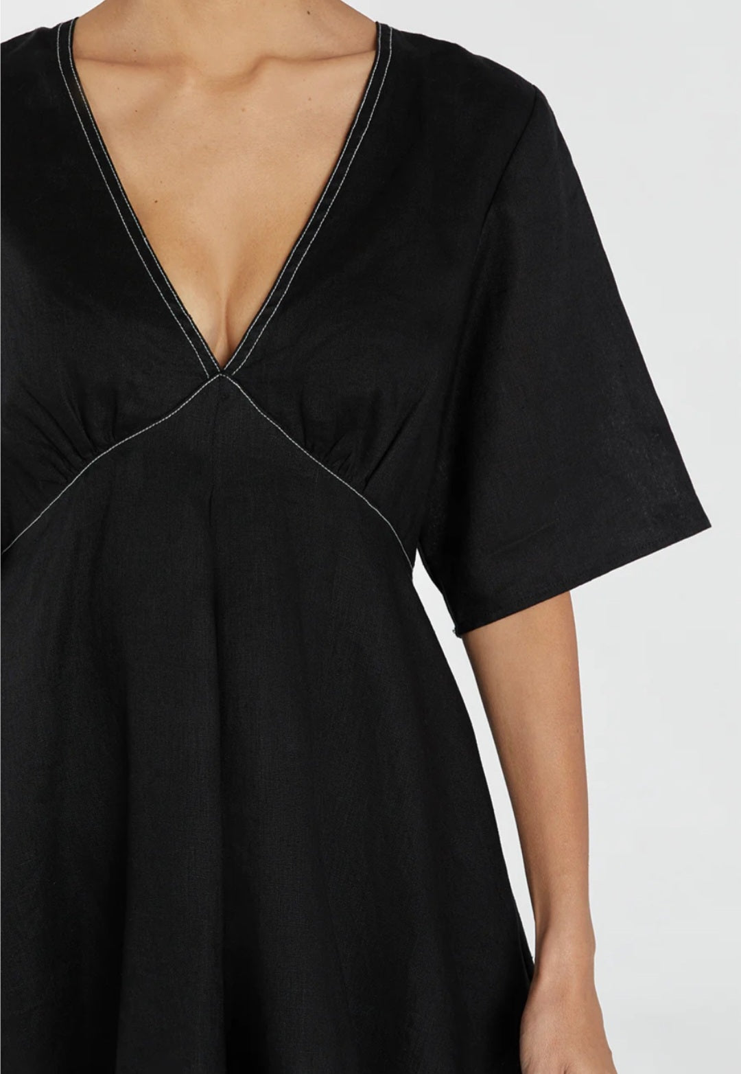 Black Linen Mini Dress
