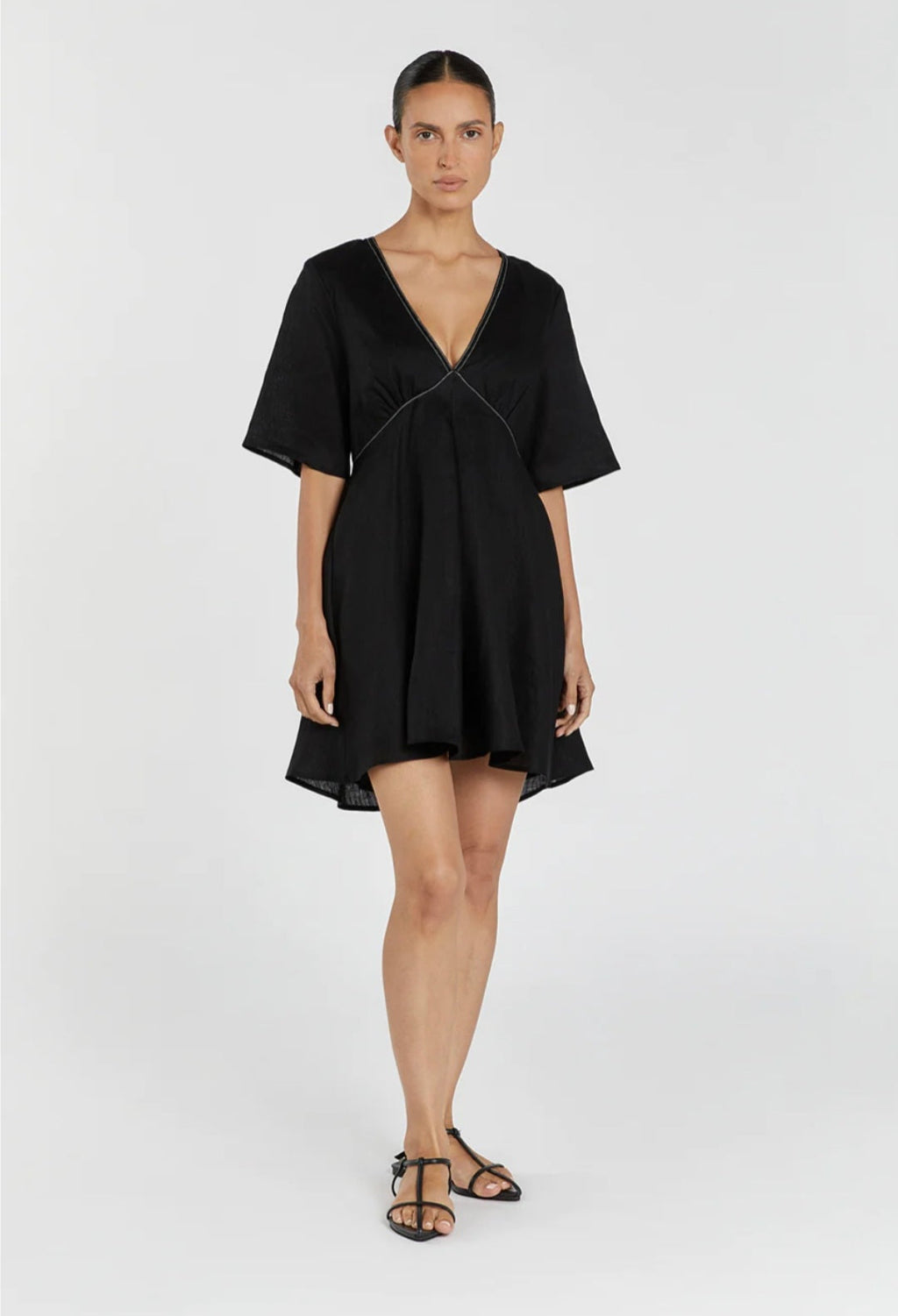Black Linen Mini Dress