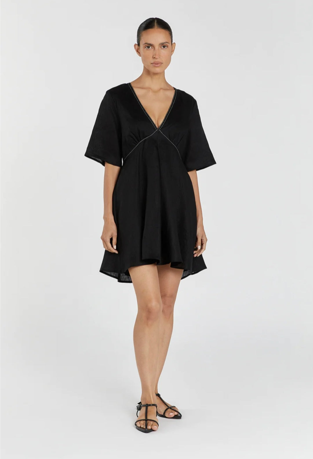 Black Linen Mini Dress